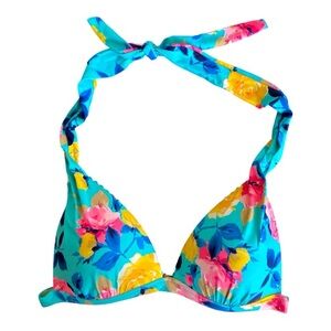 Betsey Johnson Floral Bikini Halter Neck Tie Size Small